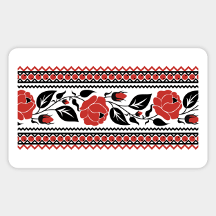 Print with Red Rose Inspired by Ukrainian Traditional Embroidery Sticker